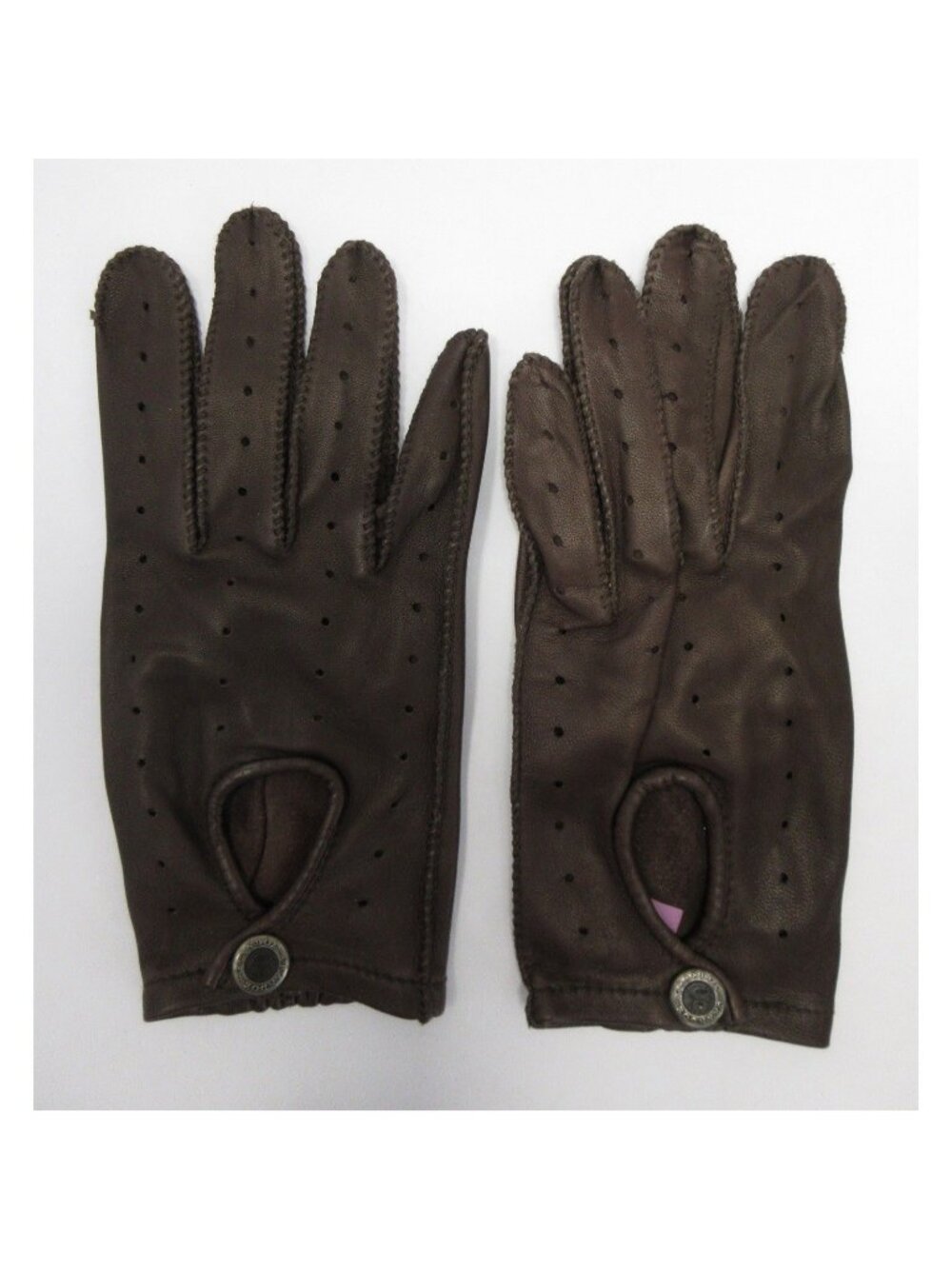 VINTAGE Grandoe Driving Gloves Large Leather Perforated Snap Closure